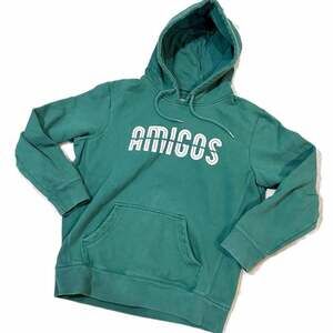 Amigos Green Graphic Logo Cotton Pullover Hoodie Size Large